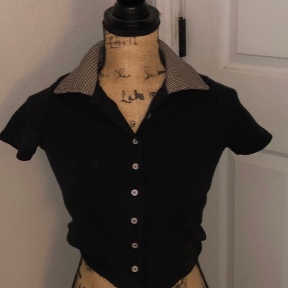 Brandy Melville Tops - cropped black collard shirt